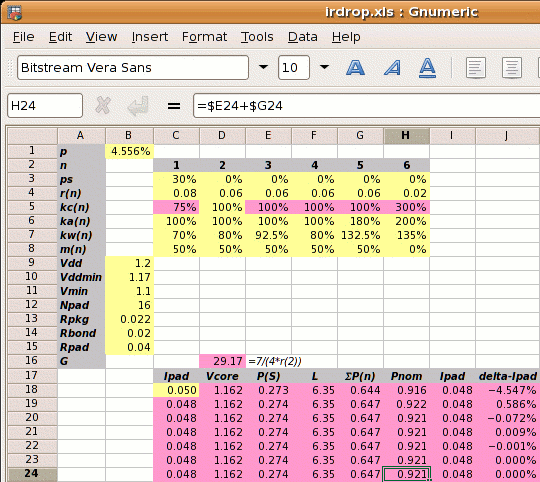 spreadsheet showing iteration to solution of Pnom spreadsheet showing iteration to solution of Pnom